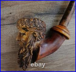 0000 pipe ancienne bois sculpté main visage 19eme siècle