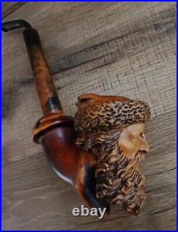 0000 pipe ancienne bois sculpté main visage 19eme siècle