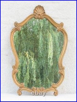 06e24 Ancien Miroir Style Bois Sculpte Et Stucs Dores Décors Coquille Louis XV /