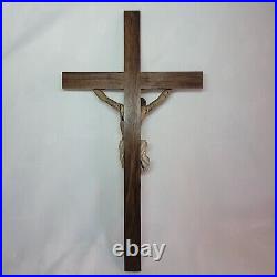 09K6 ANCIENNE STATUE CHRIST EN BOIS SCULPTE POLYCHROME CRUCIFIX XVIIIe RELIGION