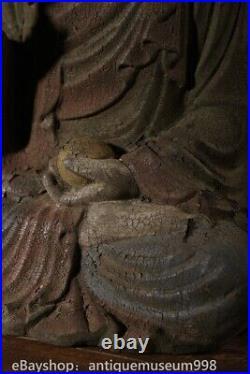 14.8 Chine ancienne peinture sur bois sculpté Shakyamuni Bouddha