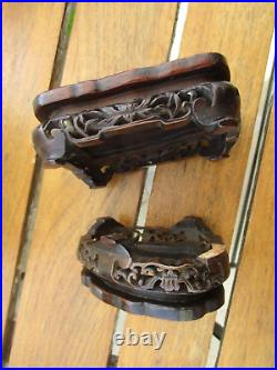 2 socles en bois sculptés chinois anciens XIXe-XXe