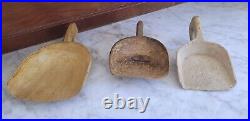 3 Anciennes pelles a écrémer bois sculpté monoxyle Art populaire Savoie