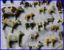 42animaux Erzgebirge bois sculpte c1900 jouet ancien Miniatures archeNoe village