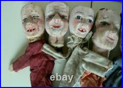 8 Marionnettes anciennes théâtre guignol bois sculpté