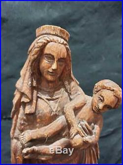 ANCIEN VIERGE A L'ENFANT, BOIS SCULPTE, XVIIIeme, STATUE, RELIGIEUX, RELIGION