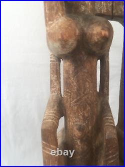 ANCIENNE STATUE COUPLE DOGON SCULPTÉ EN BOIS MALI ART PRIMORDIALE H. 62 cm