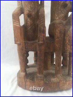 ANCIENNE STATUE COUPLE DOGON SCULPTÉ EN BOIS MALI ART PRIMORDIALE H. 62 cm