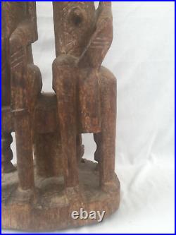 ANCIENNE STATUE COUPLE DOGON SCULPTÉ EN BOIS MALI ART PRIMORDIALE H. 62 cm