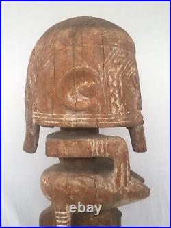 ANCIENNE STATUE COUPLE DOGON SCULPTÉ EN BOIS MALI ART PRIMORDIALE H. 62 cm