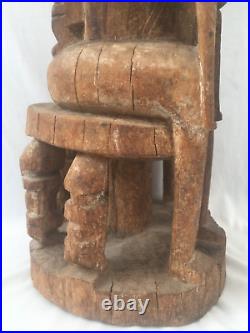 ANCIENNE STATUE COUPLE DOGON SCULPTÉ EN BOIS MALI ART PRIMORDIALE H. 62 cm