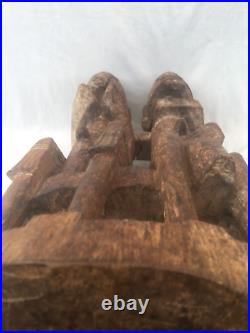 ANCIENNE STATUE COUPLE DOGON SCULPTÉ EN BOIS MALI ART PRIMORDIALE H. 62 cm