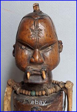 Afrique Congo Belge Superbe Fetiche Teke Ancien De Caractere / Finement Sculpte