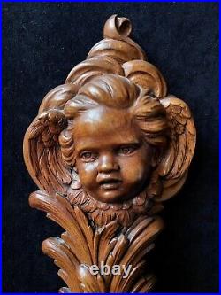 Ancien Barometre En Bois Sculpté Signé R. Hirlemann Putti Angelot Carved Wood