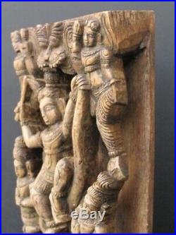 Ancien Bas-relief en Bois sculpté INDE