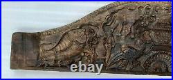 Ancien Bois Sud Inde Rare Porte Animal Figurine Fin Sculpté Mural Panneau NH6537