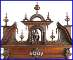 Ancien Buffet Louis XIII en Noyer grotesque bois sculpté Art Populaire 17 ème