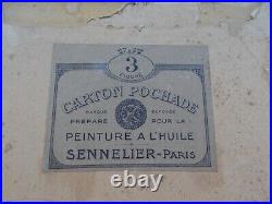 Ancien Cadre Montparnasse En Bois Sculpte 44,5 X 40 CM Avec Une Aquarelle Signe