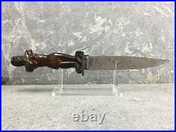 Ancien Couteau Manche Figuratif Bois Sculpté Antique Knife Alte Messer Chuchillo
