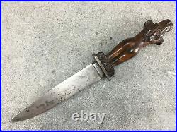 Ancien Couteau Manche Figuratif Bois Sculpté Antique Knife Alte Messer Chuchillo