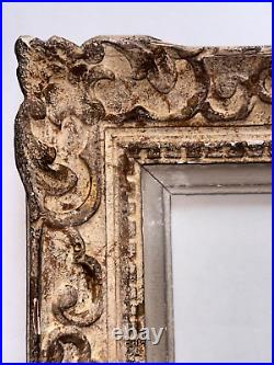 Ancien Grand cadre Montparnasse bois sculpté fleur de lys tableau 20F art déco