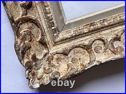 Ancien Grand cadre Montparnasse bois sculpté fleur de lys tableau 20F art déco