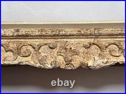 Ancien Grand cadre Montparnasse bois sculpté fleur de lys tableau 20F art déco