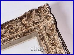 Ancien Grand cadre Montparnasse bois sculpté fleur de lys tableau 20F art déco