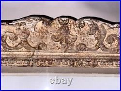 Ancien Grand cadre Montparnasse bois sculpté fleur de lys tableau 20F art déco