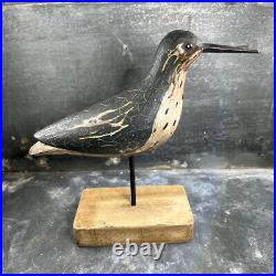 Ancien Leurre de Chasse oiseau Appelant en Bois Sculpté Polychrome. Milieu XXè