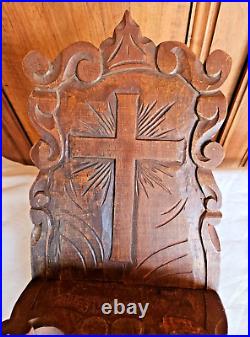 Ancien Lutrin Pupitre Religieux Porte Missel Bible Decor Volute Croix Sculptee