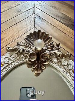 Ancien Miroir Baroque En Bois Sculpté Éléphant Royale