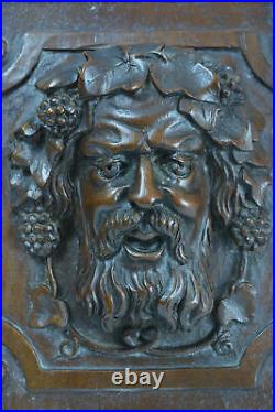 Ancien Panneau en bois Sculpté Portrait Bacchus Vin parement sculpture 19 ème