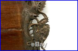 Ancien Plateau En Bois Sculpte Chine Au Dragon Antique Chinese Wood Carved 19th