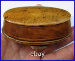 Ancien Tabatiere Buis Bois Sculpte Bretagne Art Populaire Box Snuff