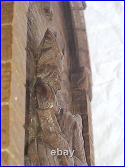 Ancien Tableau en Bois, Sculpté main en bas Reliefs Château Chevalier