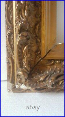 Ancien Très Jolie Cadre Louis XV stuc doré sculpté 19ème 64x56cm 3,2kg