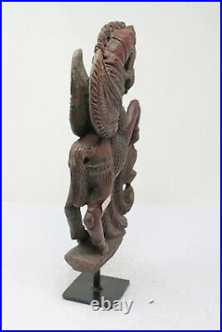 Ancien Vintage en Bois Support Cheval Crafted sur Sculpté Décoratif NH5692