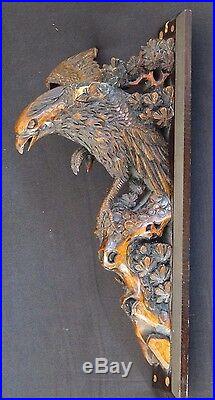 Ancien aigle forêt noire bois sculpté 40cm eagle black forest wooden carved XIX