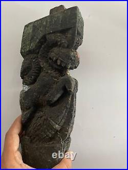 Ancien ancien char en bois sculpté Statue de collection de dragon indien
