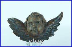 Ancien ange Religieux en bois sculpté 18 ème ailes d'ange dévotion visage