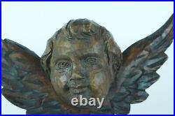 Ancien ange Religieux en bois sculpté 18 ème ailes d'ange dévotion visage