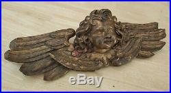 Ancien ange bois sculpté doré / Sculpture Putti Antique angel wood carved