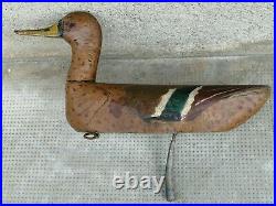 Ancien appeau canard bois sculpté contrepoids carved wood duck Decoy