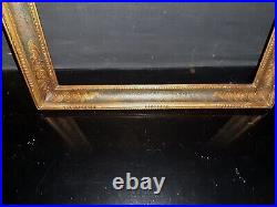 Ancien cadre a clefs orientaliste bois sculpté doré feuillure 53,5 x 38,5 cm