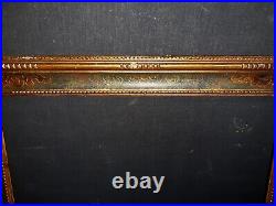 Ancien cadre a clefs orientaliste bois sculpté doré feuillure 53,5 x 38,5 cm