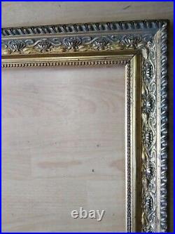 Ancien cadre art nouveau bois stuc doré feuillure 52 cm x 43 cm old frame miroir