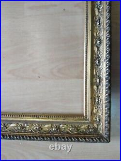 Ancien cadre art nouveau bois stuc doré feuillure 52 cm x 43 cm old frame miroir