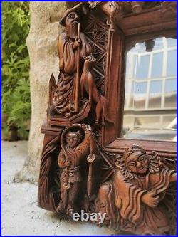 Ancien cadre bois sculpté Hand carved wooden frame Chine Indochine Vietnam China