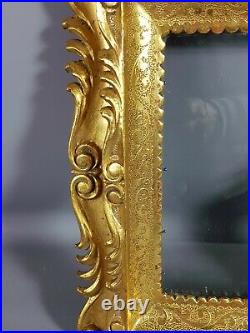 Ancien cadre italien bois sculpté doré feuille d'or 32x28cm Très bel état